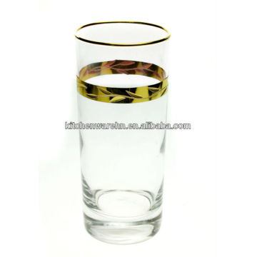 glass tumbler with real gold printing